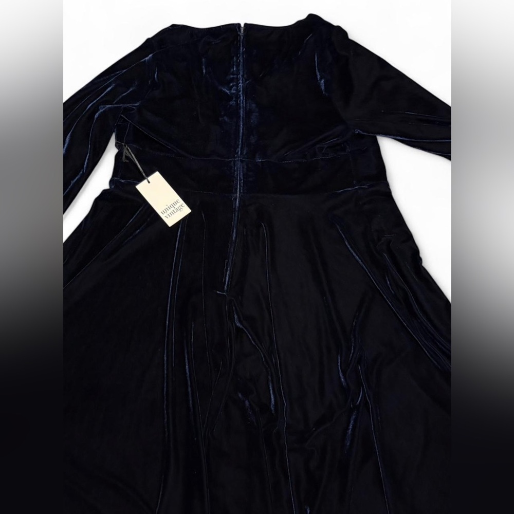 NWT Unique Vintage Velvet Navy Blue Dress 3X 20 Retro Holiday Glam Pinup Formal - Picture 5 of 6